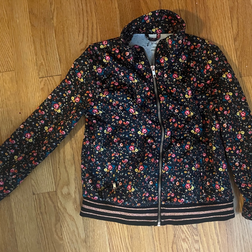 Art Class Floral Zip Kids Jacket size large